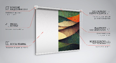 Fabric roller blind with an abstract hills pattern