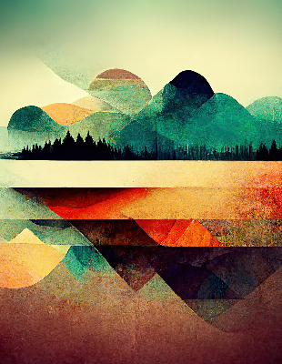 Modern roller blind Abstract mountains