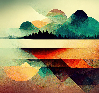 Modern roller blind Abstract mountains