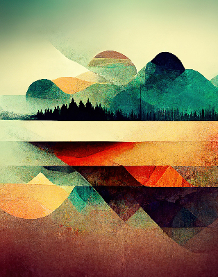 Modern roller blind Abstract mountains