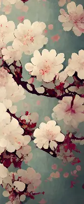 Fabric roller blind cherry blossom design