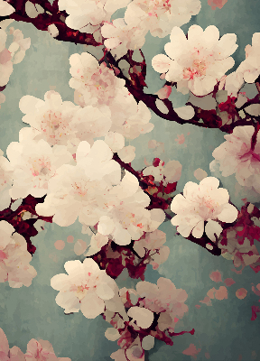 Fabric roller blind cherry blossom design