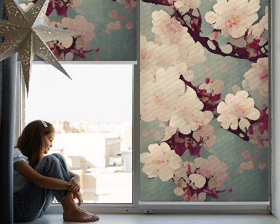 Fabric roller blind cherry blossom design