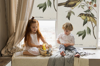 Fabric roller blind Birds on a tree
