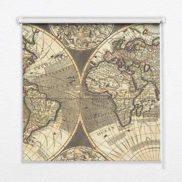 World map roller blind modern style