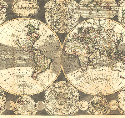 Modern roller blind World map