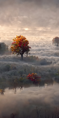 Roller blind for large window Trees in the fog