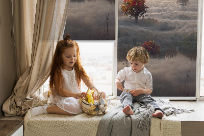 Roller blind for large window Trees in the fog