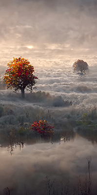 Roller blind for large window Trees in the fog