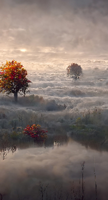 Roller blind for large window Trees in the fog