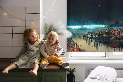 Modern roller blind river in the moonlight design