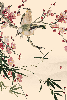 Fabric roller blind Cherry Blossom and Bird
