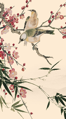 Fabric roller blind Cherry Blossom and Bird