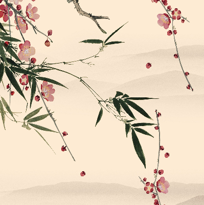 Fabric roller blind Cherry Blossom and Bird