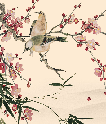 Fabric roller blind Cherry Blossom and Bird