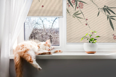 Fabric roller blind Cherry Blossom and Bird