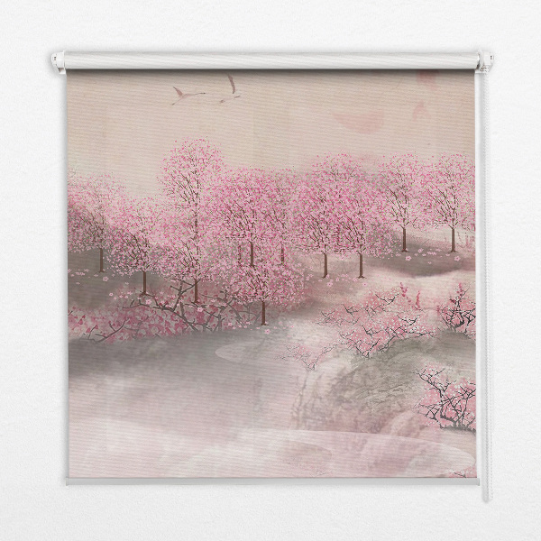 Fabric roller blind Cherry Blossom Garden