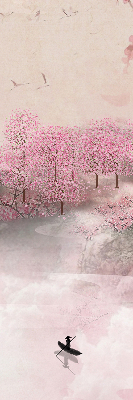Fabric roller blind Cherry Blossom Garden
