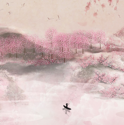 Fabric roller blind Cherry Blossom Garden