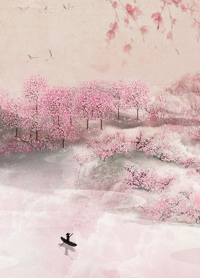 Fabric roller blind Cherry Blossom Garden