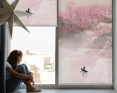 Fabric roller blind Cherry Blossom Garden