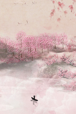 Fabric roller blind Cherry Blossom Garden