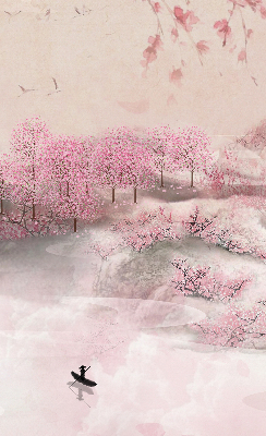 Fabric roller blind Cherry Blossom Garden