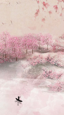 Fabric roller blind Cherry Blossom Garden