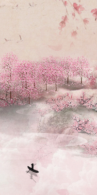 Fabric roller blind Cherry Blossom Garden