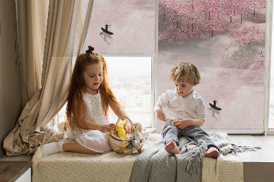 Fabric roller blind Cherry Blossom Garden