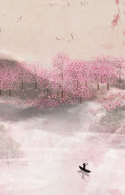 Fabric roller blind Cherry Blossom Garden