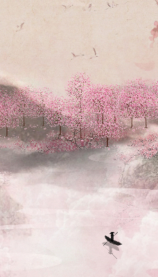 Fabric roller blind Cherry Blossom Garden