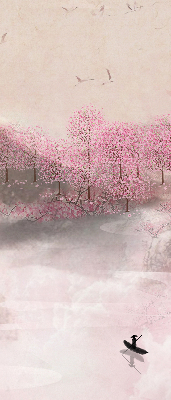 Fabric roller blind Cherry Blossom Garden