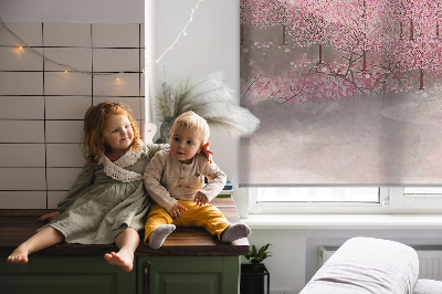 Fabric roller blind Cherry Blossom Garden