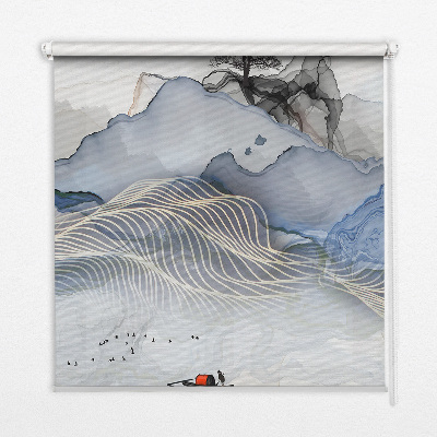 Modern roller blind Blurry mountains