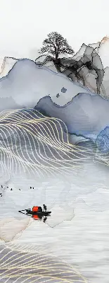 Roller blind modern blurry mountains design