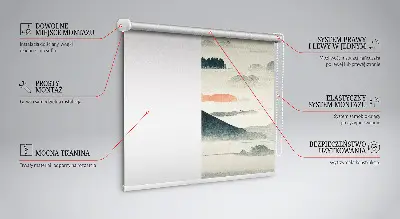 Roller blind for large window painted mountains design