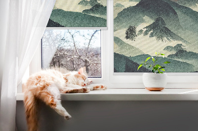 Fabric roller blind Mountains in the fog