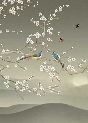 Modern roller blind Birds on a branch