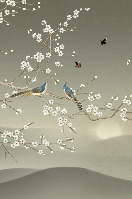 Modern roller blind Birds on a branch