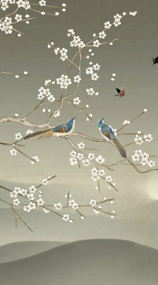 Modern roller blind Birds on a branch