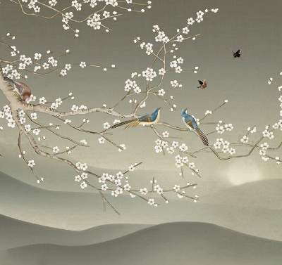 Modern roller blind Birds on a branch
