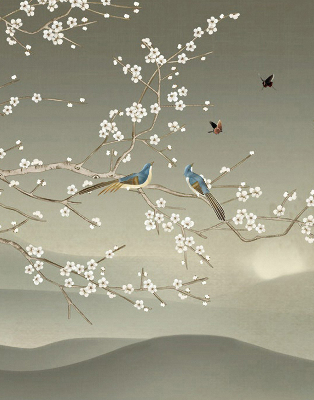 Modern roller blind Birds on a branch