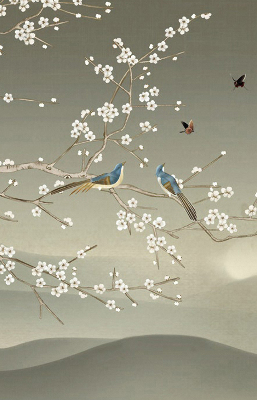 Modern roller blind Birds on a branch
