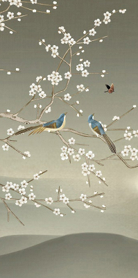 Modern roller blind Birds on a branch