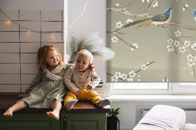 Modern roller blind Birds on a branch