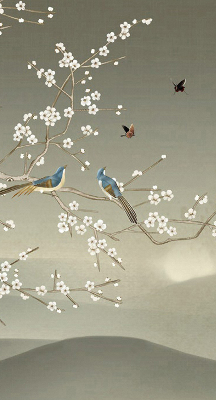 Modern roller blind Birds on a branch