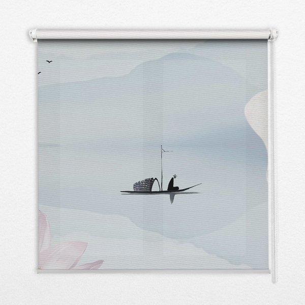 Fabric roller blind A fisherman on a boat