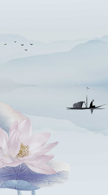 Fabric roller blind A fisherman on a boat