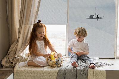Fabric roller blind A fisherman on a boat